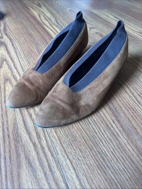 Vintage 90s Fausto Santini Brown Suede Leather Healed Shoe Size 7 Made in Italy